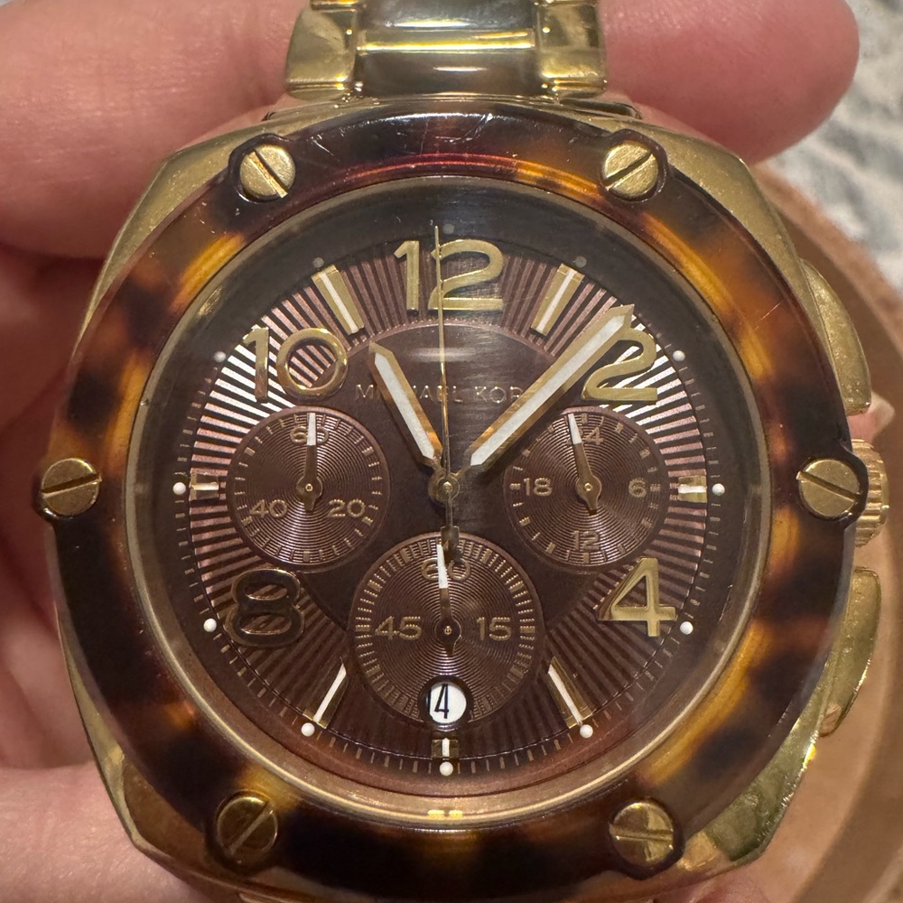 Michael Kors Gold and Brown Chronograph Watch